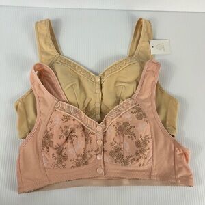 2 Glamorette Bra Bralette Button Snap Front Closure No Wire 42/95 ~ B Cup